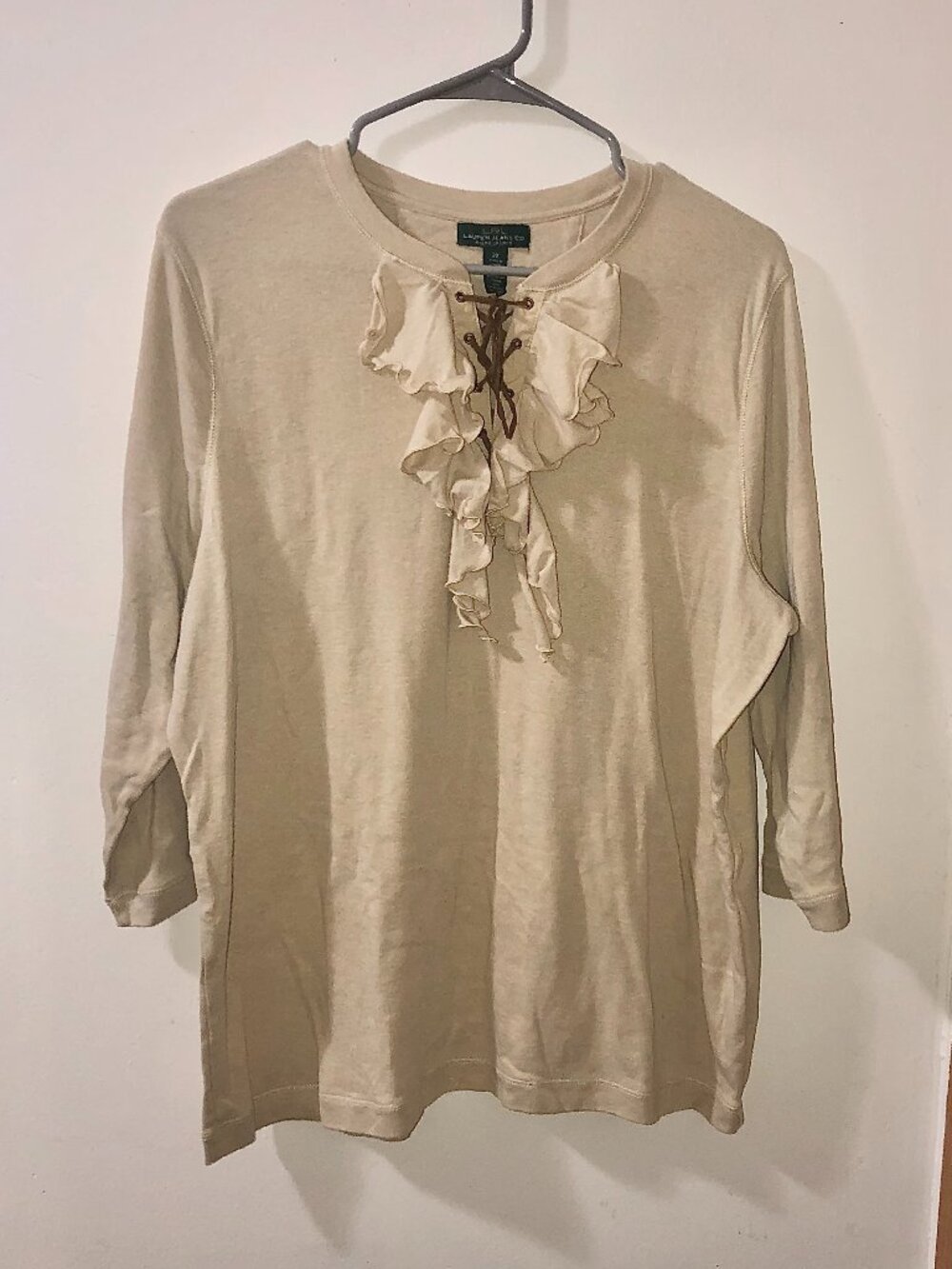 Lauren Ralph Lauren Renaissance Lace-Up Ruffle Pirate Blouse Top Women’s 2X